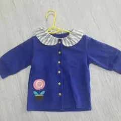 futafuta 青 カーディガン 花刺繍