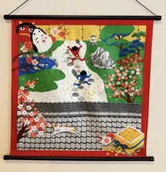 節分タペストリー【2月 みけの節分】軸付き壁飾り 豆まき 鬼退治 お福さん 新品