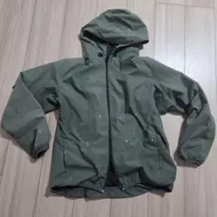 オリーブグリーン フード付きナイロンジャケット パーカー