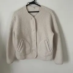 当日発送‼️UNIQLO ノーカラーフリースボアジャケット　L
