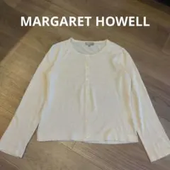 マーガレットハウエル　リネン混カーディガン　ベージュ　薄手