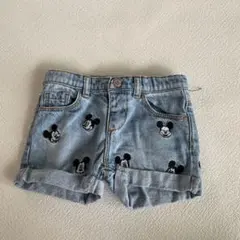 ミッキーマウス刺繍デニムショートパンツ