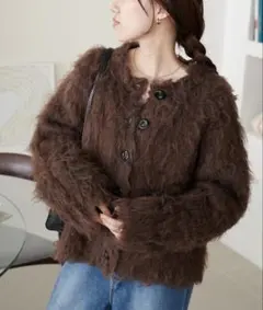 人気完売品【タグ付き新品】Discoat シャギーカーディガン