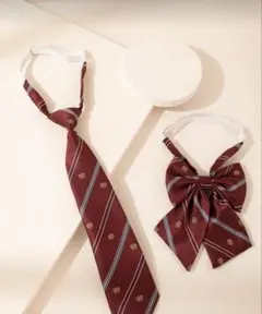 ワインレッド ストライプ ネクタイとリボンセット