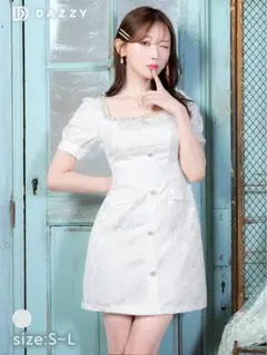 お値下げしました‼︎ パールビジューフェイクポケットパフスリーブタイトミニドレス