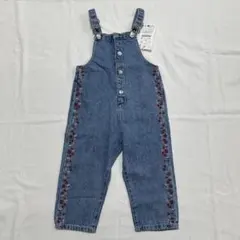 zara kids デニム オーバーオール 花刺繍 98