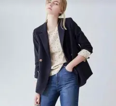 NATURALBEAUTYBASICネイビー テーラードジャケット ダブルボタン