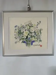 橋本不二子 水彩画額装 55/800 Fujico 水玉を束ねる - メルカリ