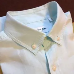 LACOSTE リネン長袖ボタンダウンシャツ サックスブルー