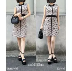 エンブレム総柄ニットミニワンピース