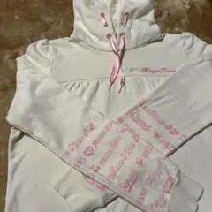 メゾピアノ　サテンりぼんのフード付きトレーナー　平成レトロ