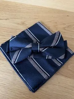 蝶ネクタイ ポケットチーフ 2点 セット 結婚式 新郎 小物 花柄 新品 秋 赤