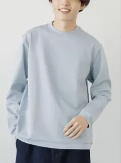 グローバルワーク　リッチクリーンスウェット　クルーネック　サックスブルー