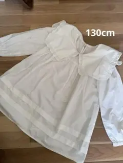 ホワイト フリル襟 長袖シャツ