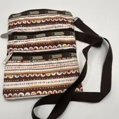 レスポートサック　ショルダーバッグ　3連ジッパー　ブラウン　軽量