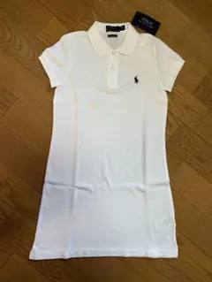 【新品】ポロラルフローレン　サイズXS ポロ半袖ワンピース　膝丈　ホワイト