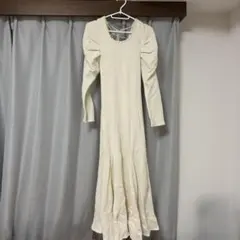 ニットワンピース 長袖 アイボリー