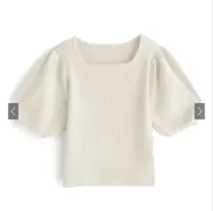 スクエアネックパフスリーブニットトップス［Kz257］