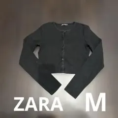 ZARA黒のクロップドカーディガン 長袖 ボタン付き USA M