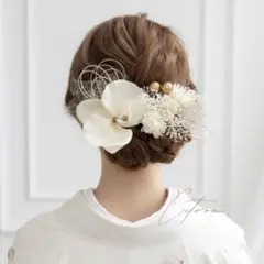 胡蝶蘭髪飾り　振袖　和装　ヘッドドレス　ドライフラワー　成人式　卒業式　結婚式