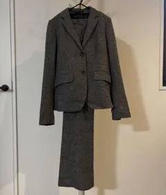 美品 theory グレー ツイード ウール混合 パンツスーツ