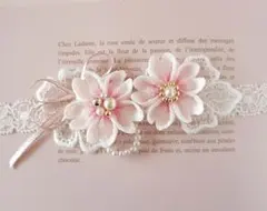 【new新作】初節句ひな祭り桜のベビーヘアバンド　初節句　お食い初め　お宮参り