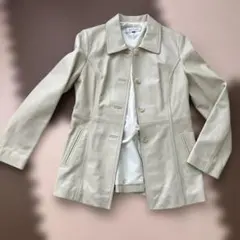 アイボリー　レザージャケット 訳あり