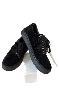 ブラック ベルベット スニーカー