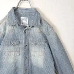 【希少】オールセインツ ヒッコリー 長袖シャツ L ストライプ柄 メンズのサムネイル