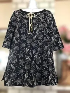 ★ジュンコシマダPart２＊美品！夏に映える総刺繍の貝殻マリン系濃紺チュニックのサムネイル