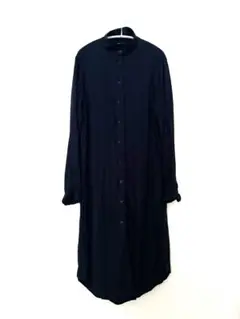 イネス　ユニクロ　レーヨンシャツワンピース　ロング　ネイビー　UNIQLO