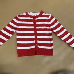 UNIQLO 赤と白のストライプ カーディガン 110