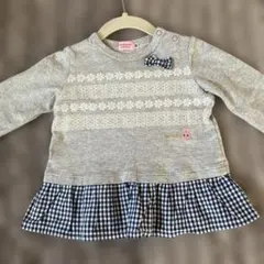 HOT BISCUITS 長袖トップス チュニック グレー×ネイビー 80cm