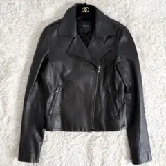 極美品 トルネードマート ダブル ライダースジャケット ラムレザー 黒