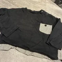 BACK & FORTH 長袖カットソー 80cm 黒/ストライプ