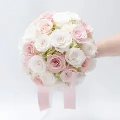 プリザーブドフラワー ラウンドブーケ・ブートニアセット