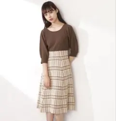 JILL by JILL STUART チェックジャガードニットワンピース