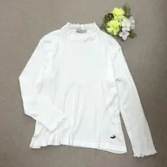 クロコダイル　長袖ハイネック　カットソー　白 【L】　（コットン100）