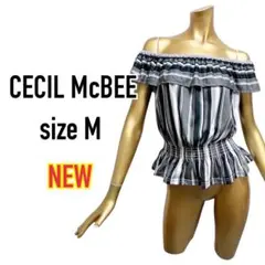 セシルマクビー CECILMcBEE オフショル 半袖 袖フリル ブラウス 可愛 CECIL McBEE - セシルマクビー CECILMcBEE オフショル 半袖 袖フリル