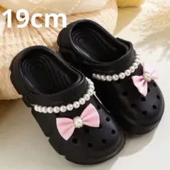 黒クロックス 黒サンダル 19cm