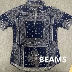 BEAMS HEART シャツ ブルー ペイズリー　Sサイズ　ビームス