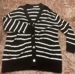 黒と白ストライプ カーディガン