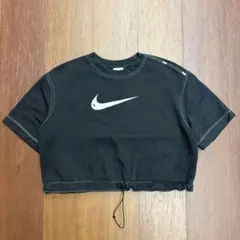 NIKE Tシャツ 半袖 クロップド丈 スウォッシュ 古着 黒 Sサイズ