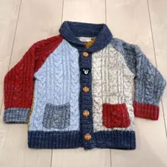 DOUBLE B マルチカラー カーディガン　カウチン　90センチ