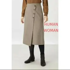 HUMAN WOMAN ヒューマンウーマン　撚杢ツィードスカート　M ベージュのサムネイル