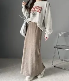サイドフリンジメランジニットスカート(ロング丈)のサムネイル