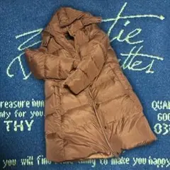 zootie（ズーティー）ブラウン フード付き ロング ダウンジャケット