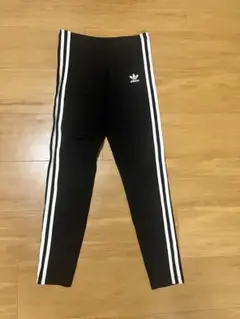 adidas 黒 レギンス サイドストライプ　ウエストゴム