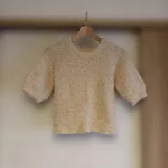 chocol raffine robe 半袖ニット ライトベージュ