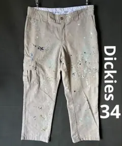 くったり×ペンキ W34 Dickies FLEX カーゴパンツ ワークパンツ